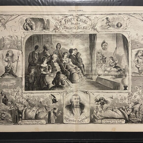 Harpers Weekly, Antique Woodcut Engraving, Fairytales Told